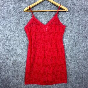 Morgan Taylor Intimates Chemise Slip Dress Womens Large Red Floral Lace Nightie